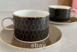 Wedgwood Gio Gold Honeycomb teacup and saucer x 2