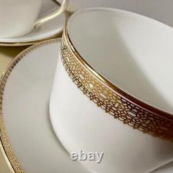 Wedgwood Vera Wang Vera Lace Gold Cup Saucer Pair Set