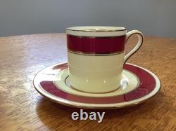 Wedgwood bone china red, cream & gold demitasse 6 cups & saucers W3003 ca 1930's