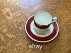 Wedgwood bone china red, cream & gold demitasse 6 cups & saucers W3003 ca 1930's