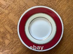 Wedgwood bone china red, cream & gold demitasse 6 cups & saucers W3003 ca 1930's