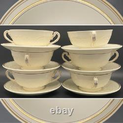 Wedgwood of Etruria Gold Trim Patrician 12pc Soup Cups & Saucers c1930s England