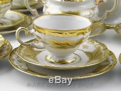 Weimar KATHARINA GOLD GILDED COFFEE DESSERT SET FOR 10 POT CUP SAUCER TRIO PLATE