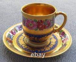 Wilhelm Koch W K Dresden Demitasse Cup & Saucer Cobalt Gold inside & out Saxony