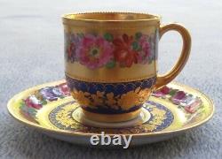 Wilhelm Koch W K Dresden Demitasse Cup & Saucer Cobalt Gold inside & out Saxony