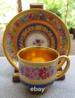 Wilhelm Koch W K Dresden Demitasse Cup & Saucer Cobalt Gold inside & out Saxony