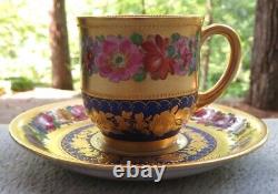 Wilhelm Koch W K Dresden Demitasse Cup & Saucer Cobalt Gold inside & out Saxony