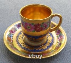 Wilhelm Koch W K Dresden Demitasse Cup & Saucer Cobalt Gold inside & out Saxony