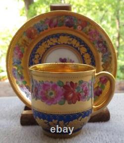 Wilhelm Koch W K Dresden Demitasse Cup & Saucer Cobalt Gold inside & out Saxony