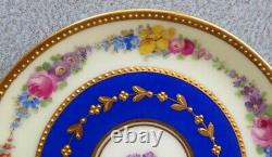 Wilhelm Koch W K Dresden Demitasse Cup & Saucer Set Cobalt Banded Floral w Gold