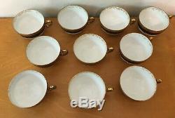 William Guerin WG & Co Limoges France Cobalt & Gold Encrusted 10 Cups & Saucers