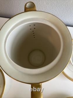 Windsor By Haviland Gold Floral Tea Coffee Pot With Four Cups Saucers Made USA