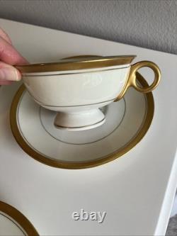 Windsor By Haviland Gold Floral Tea Coffee Pot With Four Cups Saucers Made USA