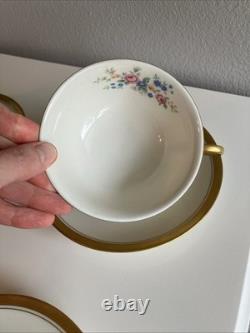 Windsor By Haviland Gold Floral Tea Coffee Pot With Four Cups Saucers Made USA
