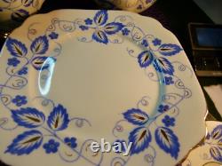 Windsor bone china 6 place 21 piece tea set, blue with gold trim Windsor bone china 6 place 21 piece tea set, blue with gold trim