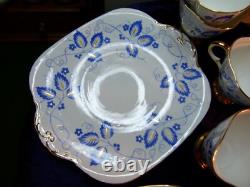 Windsor bone china 6 place 21 piece tea set, blue with gold trim Windsor bone china 6 place 21 piece tea set, blue with gold trim