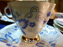 Windsor bone china 6 place 21 piece tea set, blue with gold trim Windsor bone china 6 place 21 piece tea set, blue with gold trim