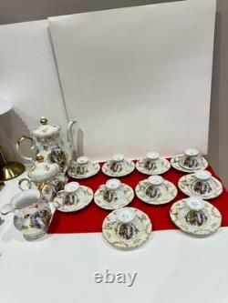 Wintering Bavaria Germany pearl coffee cup saucer & Coffe pot / gold 25pc
