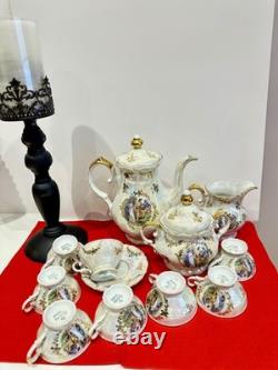 Wintering Bavaria Germany pearl coffee cup saucer & Coffe pot / gold 25pc