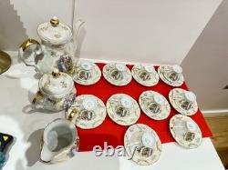 Wintering Bavaria Germany pearl coffee cup saucer & Coffe pot / gold 25pc