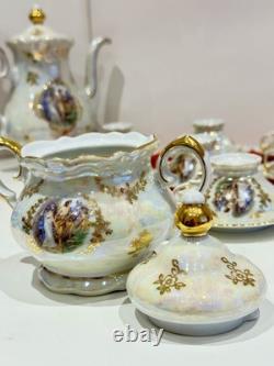 Wintering Bavaria Germany pearl coffee cup saucer & Coffe pot / gold 25pc
