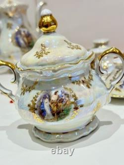 Wintering Bavaria Germany pearl coffee cup saucer & Coffe pot / gold 25pc