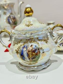 Wintering Bavaria Germany pearl coffee cup saucer & Coffe pot / gold 25pc