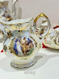 Wintering Bavaria Germany pearl coffee cup saucer & Coffe pot / gold 25pc