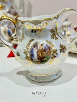 Wintering Bavaria Germany pearl coffee cup saucer & Coffe pot / gold 25pc