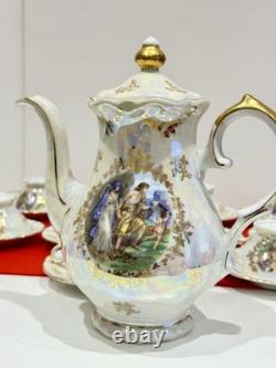 Wintering Bavaria Germany pearl coffee cup saucer & Coffe pot / gold 25pc