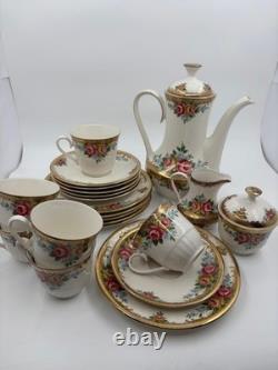 Winterling Coffee Service for 6 Persons, Roses & Gold, 6 Cups/Saucers/Plates