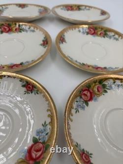 Winterling Coffee Service for 6 Persons, Roses & Gold, 6 Cups/Saucers/Plates