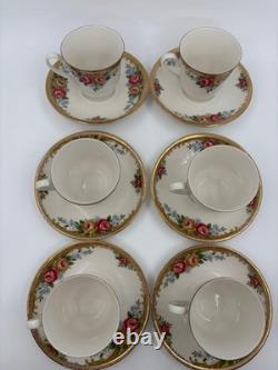 Winterling Coffee Service for 6 Persons, Roses & Gold, 6 Cups/Saucers/Plates