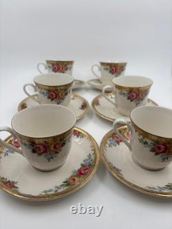 Winterling Coffee Service for 6 Persons, Roses & Gold, 6 Cups/Saucers/Plates