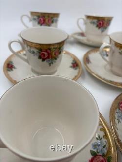 Winterling Coffee Service for 6 Persons, Roses & Gold, 6 Cups/Saucers/Plates