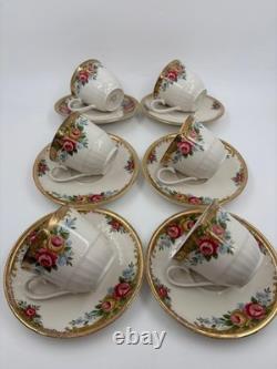 Winterling Coffee Service for 6 Persons, Roses & Gold, 6 Cups/Saucers/Plates