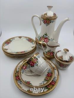 Winterling Coffee Service for 6 Persons, Roses & Gold, 6 Cups/Saucers/Plates