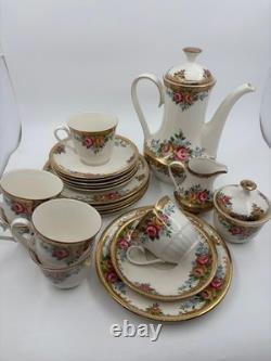 Winterling Coffee Service for 6 Persons, Roses & Gold, 6 Cups/Saucers/Plates