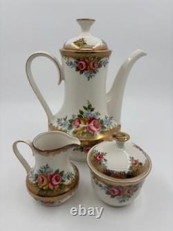Winterling Coffee Service for 6 Persons, Roses & Gold, 6 Cups/Saucers/Plates