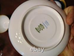 Wm Guerin Limoges 14 Pc Cobalt Blue Gold Gilt Cups & Saucers Set WOW