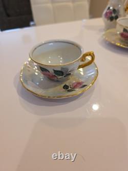 Wolfram Wiesau Bavaria Art Deco Tea Set c. 1928Pearl LustrePink RosesGold Gilt
