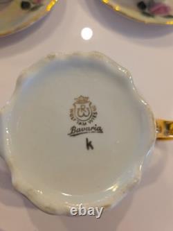 Wolfram Wiesau Bavaria Art Deco Tea Set c. 1928Pearl LustrePink RosesGold Gilt