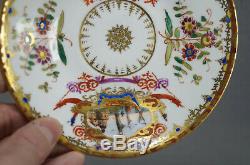 Wolfsohn Dresden Hand Painted Dock Scenes & Gold Covered Bouillon Cup & Saucer C