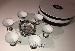 YGC Coffee Espresso Set 12 pcs, 6 Pers. Green Gold Porcelain New OVP + Gifts