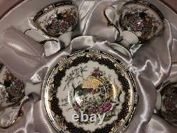 YGC Coffee Espresso Set 12 pcs, 6 Pers. Green Gold Porcelain New OVP + Gifts