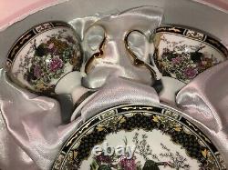 YGC Coffee Espresso Set 12 pcs, 6 Pers. Green Gold Porcelain New OVP + Gifts
