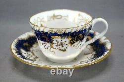 Zachariah Boyle Hand Painted Floral Cobalt & Gold Tea Cup & Saucer C. 1840s B