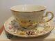 Zsolnay Pecs Hand Painted Butterfly 24 Carat Gold Tea Set 4 Cups And Saucers