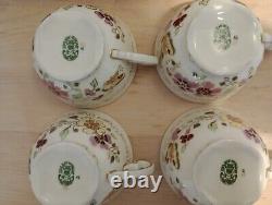 Zsolnay Pecs Hand painted Butterfly 24 carat gold tea set 4 cups and saucers