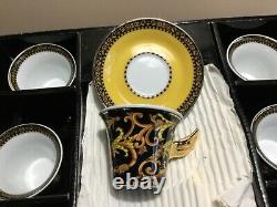 'barocco - Versace By Rosenthal 6 Demitasse Cups & Saucers New In Box